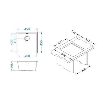 ALVEUS 1150047 - Lava-loiça de cozinha OMNI 45x45 cm granito/bege