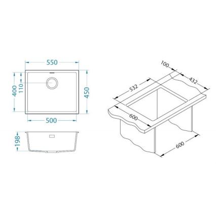 ALVEUS 1150054 - Lava-loiça de cozinha OMNI 55x45 cm granito/bege