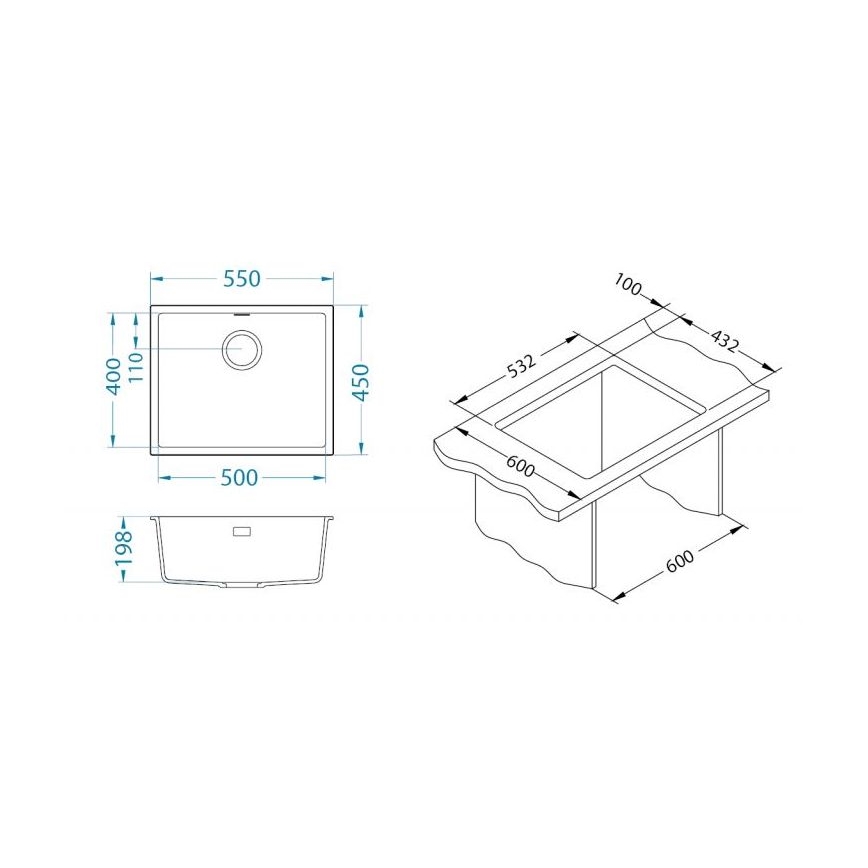 ALVEUS 1150054 - Lava-loiça de cozinha OMNI 55x45 cm granito/bege
