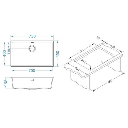 ALVEUS 1150061 - Lava-loiça de cozinha OMNI 75x45 cm granito/bege