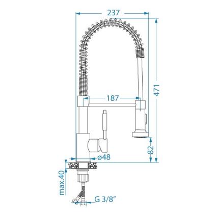 ALVEUS 1150886 - Torneira para lava-loiça com braço flexível com pulverizador URBAN 47,1 cm aço inoxidável