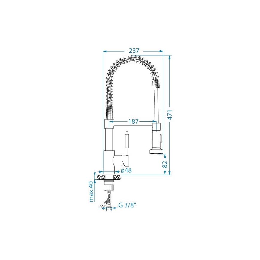 ALVEUS 1150886 - Torneira para lava-loiça com braço flexível com pulverizador URBAN 47,1 cm aço inoxidável