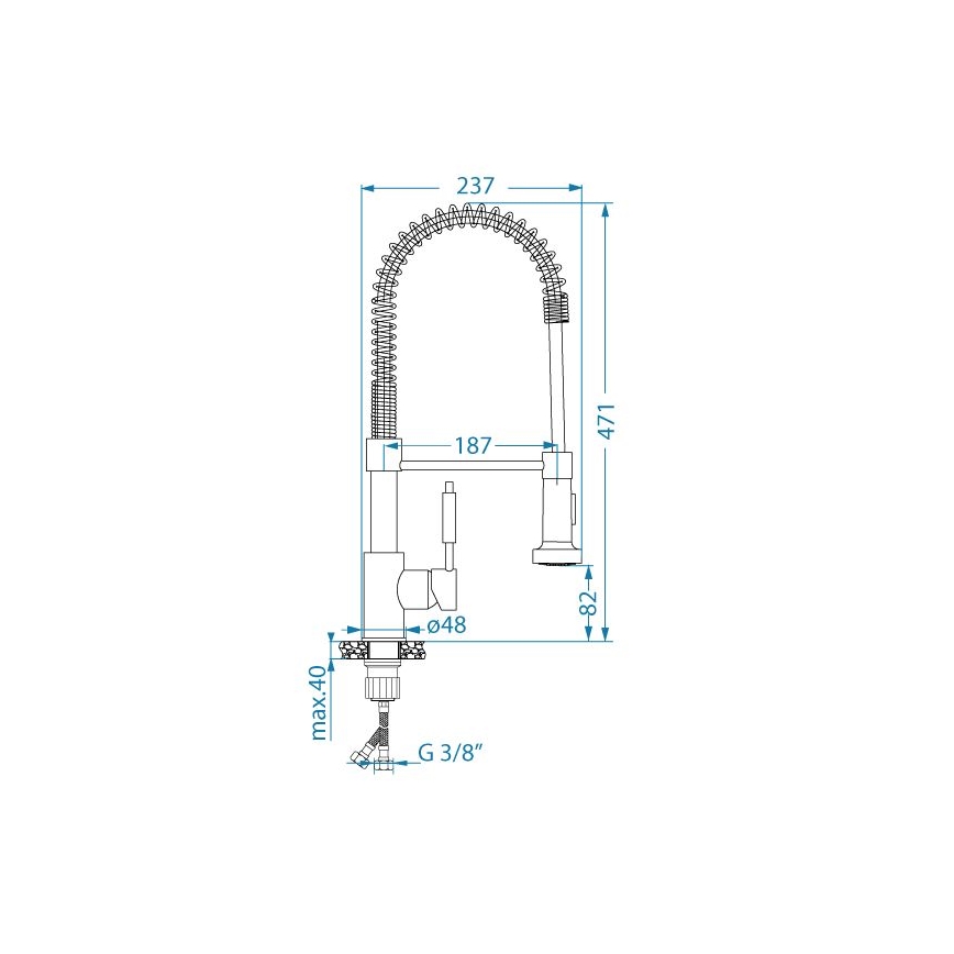 ALVEUS 1150887 - Torneira para lava-loiça com braço flexível com pulverizador URBAN 47,1 cm aço inoxidável/preto