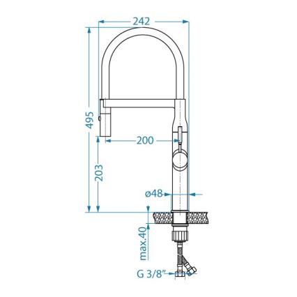 ALVEUS 1150892 - Torneira para lava-loiça com braço flexível com pulverizador MIRAGE 49,5 cm cetim