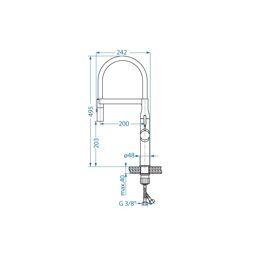 ALVEUS 1150893 - Torneira para lava-loiça com braço flexível com pulverizador MIRAGE 49,5 cm preto