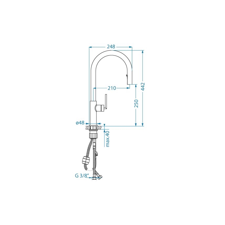 ALVEUS 1150895 - Torneira de lavatório com pulverizador extensível ORION 44,2 cm preto