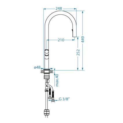 ALVEUS 1150908 - Torneira de lavatório com pulverizador extensível SWAN 44,9 cm preto