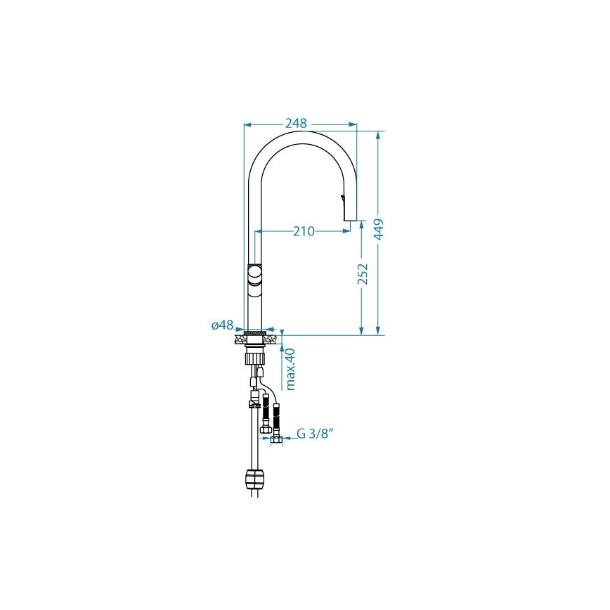 ALVEUS 1150908 - Torneira de lavatório com pulverizador extensível SWAN 44,9 cm preto