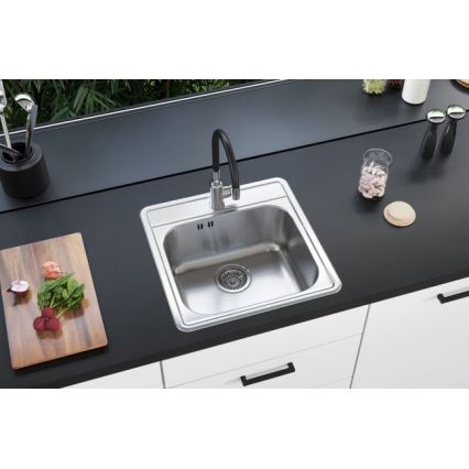 ALVEUS 1151258 - Lava-loiça de cozinha MORE 50x49 cm mate aço/cetim
