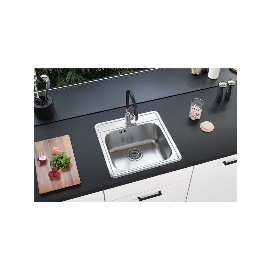ALVEUS 1151258 - Lava-loiça de cozinha MORE 50x49 cm mate aço/cetim