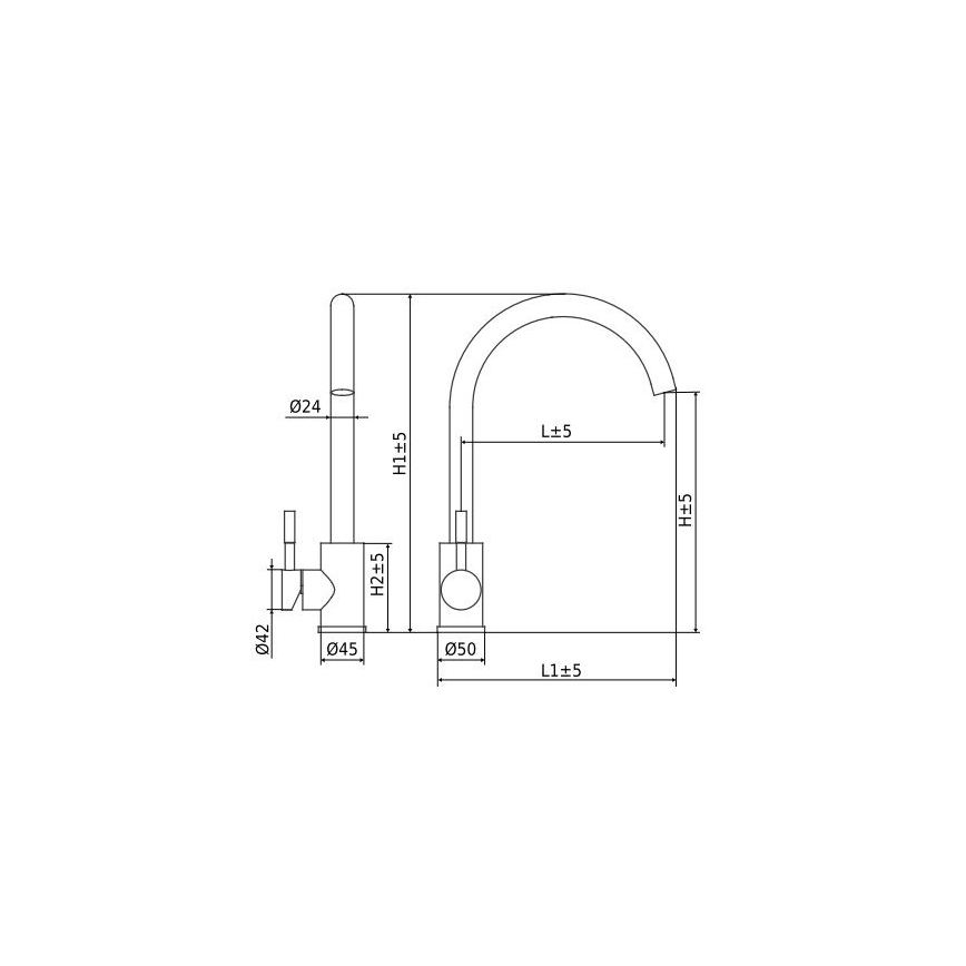 ALVEUS ES3508A - Torneira para lava-loiça VIOLA 36,7 cm aço inoxidável