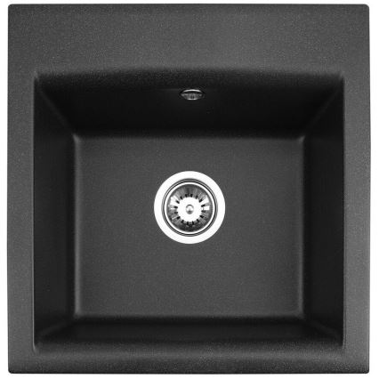 ALVEUS SETA23193 - Piață de bucătărie ATROX 50x50 cm + baterie de chiuvetă cu braț flexibil MINTAS 34 cm granit/mat negru
