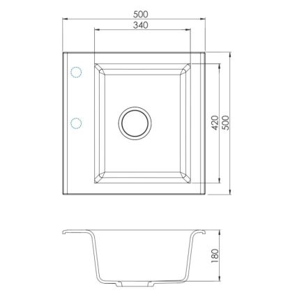 ALVEUS SETA23193 - Piață de bucătărie ATROX 50x50 cm + baterie de chiuvetă cu braț flexibil MINTAS 34 cm granit/mat negru