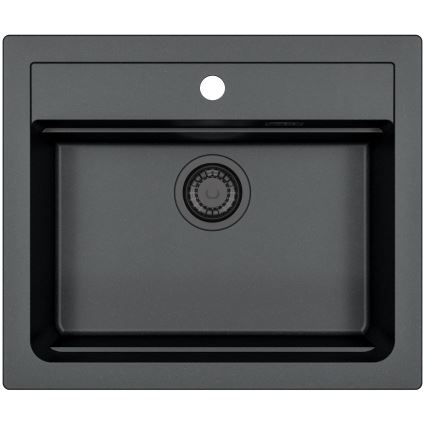 ALVEUS SETA23228 - Pia de bucătărie ATROX 59x50 cm + robinet cu braț flexibil MINTAS 34 cm granit/preto mate