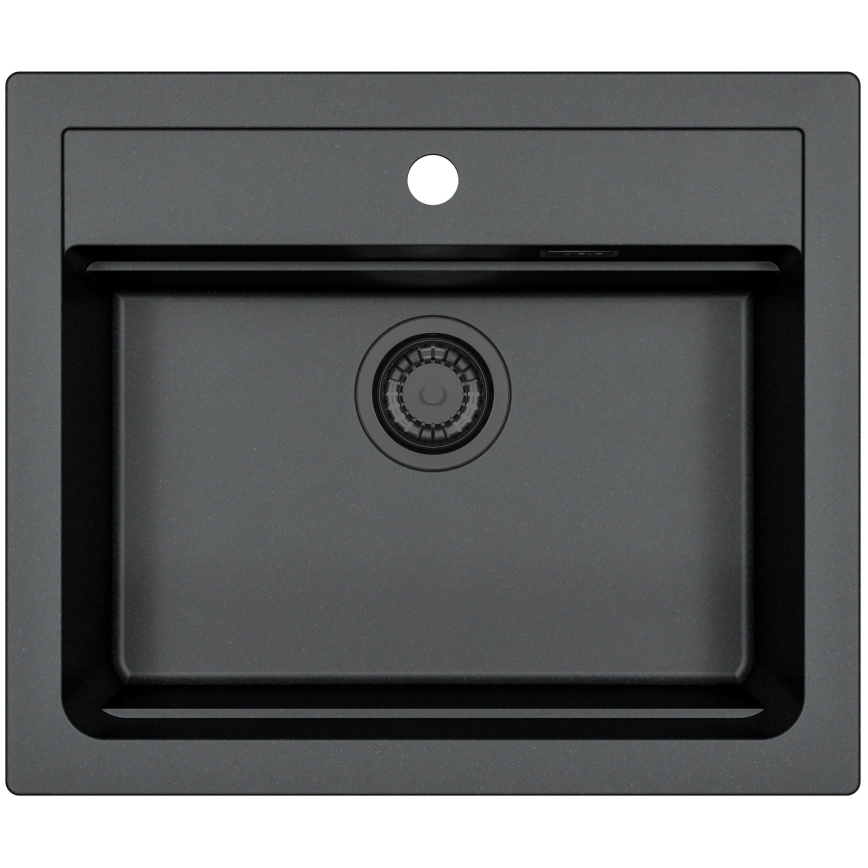 ALVEUS SETA23228 - Pia de bucătărie ATROX 59x50 cm + robinet cu braț flexibil MINTAS 34 cm granit/preto mate