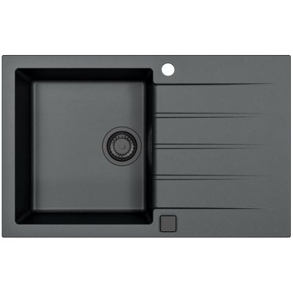 ALVEUS SETA23231 - Cuba de cozinha CADIT 79x50 cm + misturador para cuba MINTAS 34 cm com bica flexível, granito/preto mate