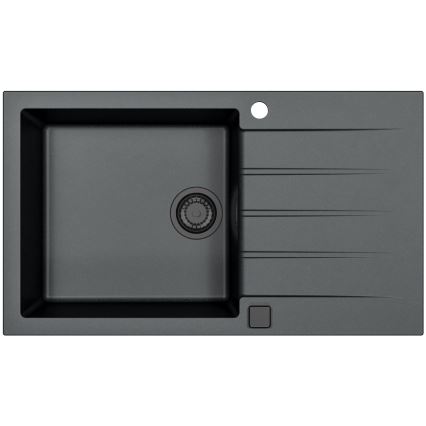 ALVEUS SETA23232 - Cuba de bucătărie CADIT 86x50 cm + robinet cu braț flexibil MINTAS 34 cm granit/preto mate