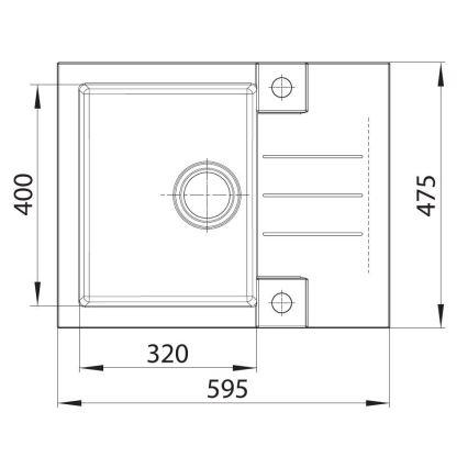 ALVEUS SETA23236 - Pia de cozinha ROCK 59,5x47,5 cm + torneira com bico flexível MINTAS 34 cm em granito/preto mate