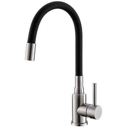ALVEUS SETA24019 - Piață de cozinha CLASSIC 80x60 cm + bateria com braço flexível MINTAS 34 cm aço/preto