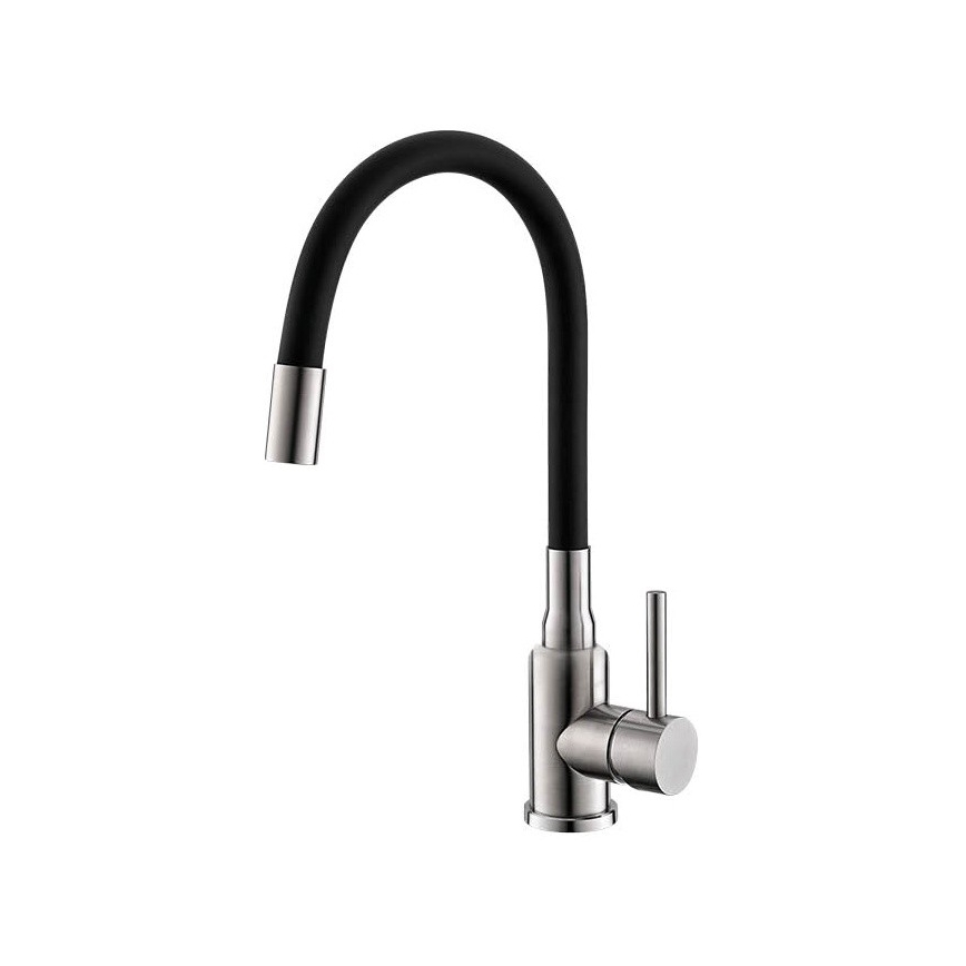 ALVEUS SETA24019 - Piață de cozinha CLASSIC 80x60 cm + bateria com braço flexível MINTAS 34 cm aço/preto