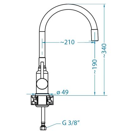 ALVEUS SETA24019 - Piață de cozinha CLASSIC 80x60 cm + bateria com braço flexível MINTAS 34 cm aço/preto