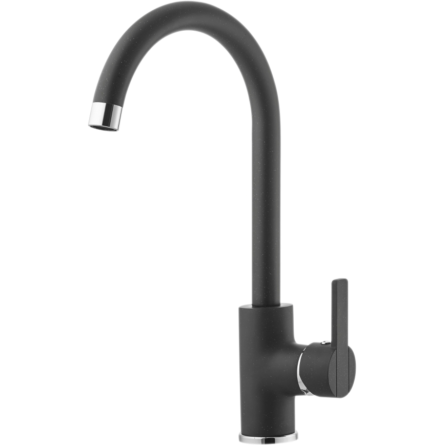 ALVEUS SETA737 - Cuba de cozinha CORTINA 50x45 cm + torneira de cozinha com bica flexível TONIA 29,5 cm granito/preto mate