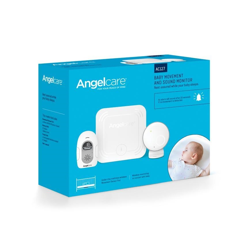 Angelcare - CONJUNTO monitor de respiração 16x16 cm + monitor de áudio para bebé USB