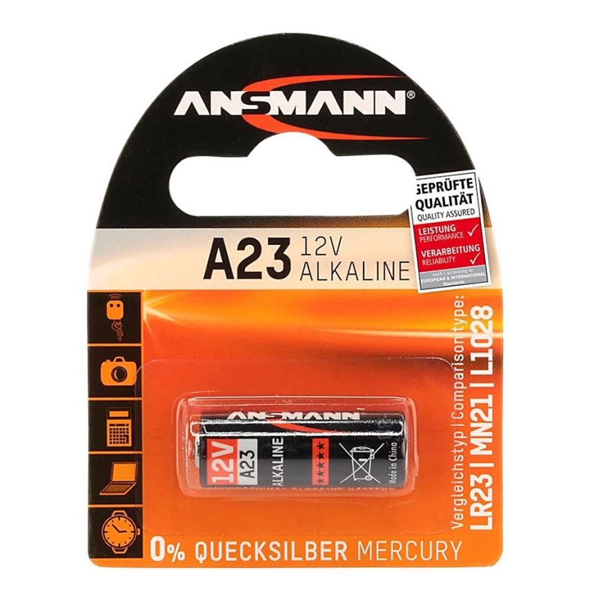 Ansmann 04678 - A 23 - Pilha alcalina A23/LR23/LRV08, 12V
