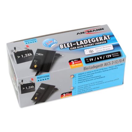 Ansmann 11496 - ALCS 2-12/0,4 - Carregador de pilhas 2-12V/1,2-40Ah