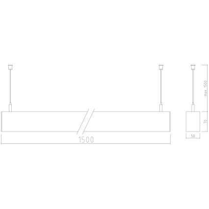 APLED - Candelabro suspenso LED LOOK LED/58W/230V 4000K 150 cm prateado