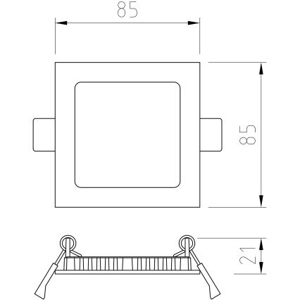 APLED - Foco de encastrar de casa de banho LED SQUARE LED/3W/230V IP41 85x85 mm