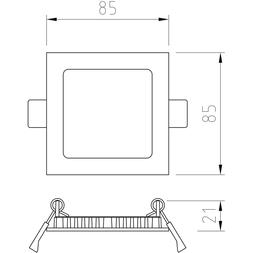 APLED - Foco de encastrar de casa de banho LED SQUARE LED/3W/230V IP41 85x85 mm