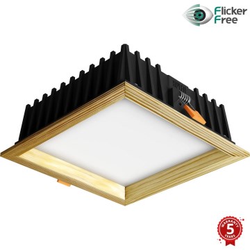 APLED - Foco de encastrar LED SQUARE WOODLINE LED/12W/230V 3000K 17x17 cm pinho madeira maciça