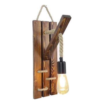 Aplique de parede AHSAP 1xE27/40W/230V, acabamento pinho/nogueira