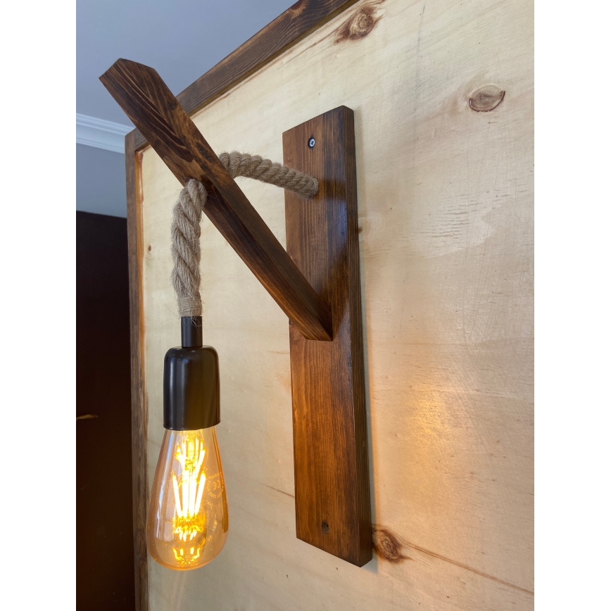 Aplique de parede AHSAP 1xE27/40W/230V pinho nogueira