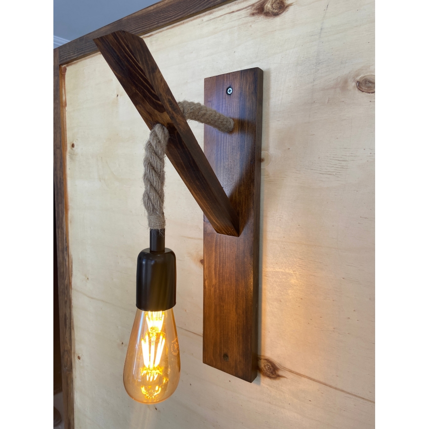 Aplique de parede AHSAP 1xE27/40W/230V pinho nogueira