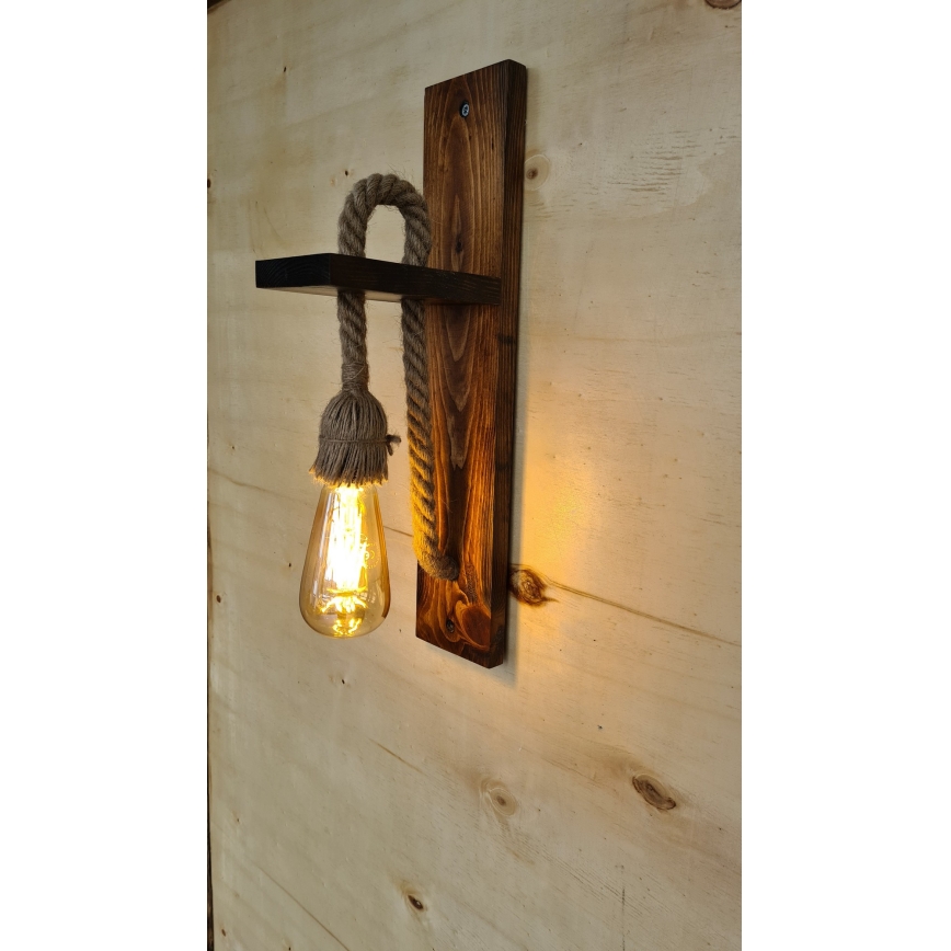 Aplique de parede AHSAP 1xE27/40W/230V pinho nogueira