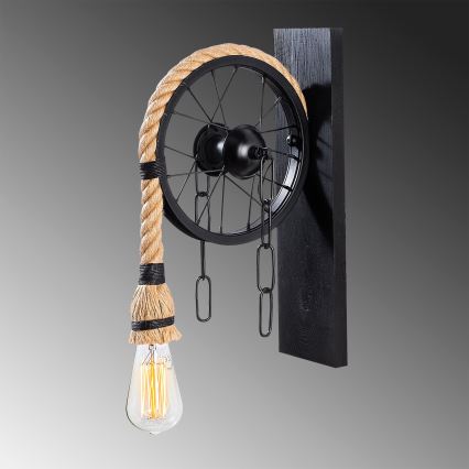 Aplique de parede EREBOS 1xE27/40W/230V preto/castanho