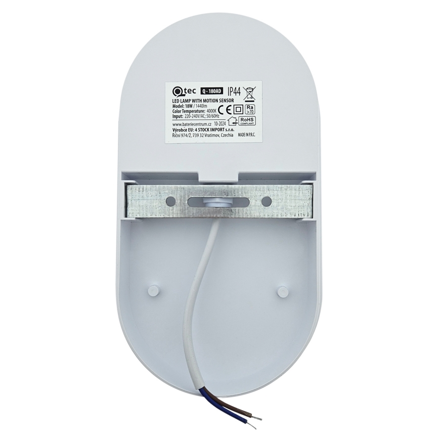 Aplique de parede exterior LED com sensor de movimento LED/18W/230V IP44 antracite