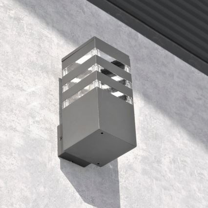 Aplique de parede exterior LED RGBW dimerizável TEKSAS 1xE27/12W/230V 2700-6500K Wi-Fi IP44 antracite