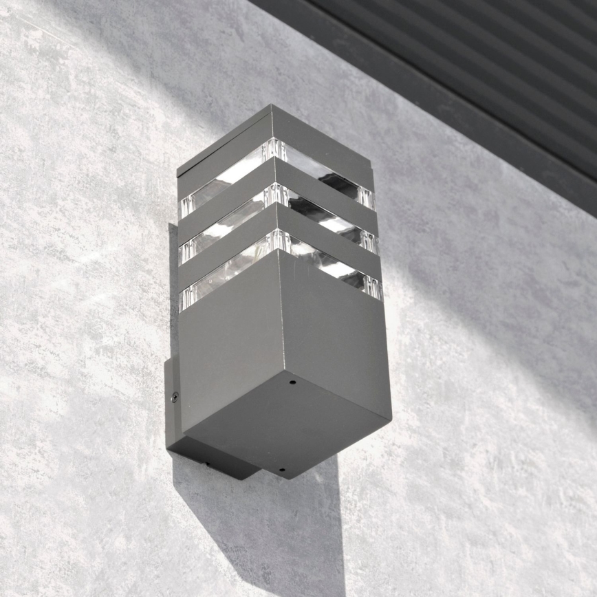 Aplique de parede exterior LED RGBW dimerizável TEKSAS 1xE27/12W/230V 2700-6500K Wi-Fi IP44 antracite