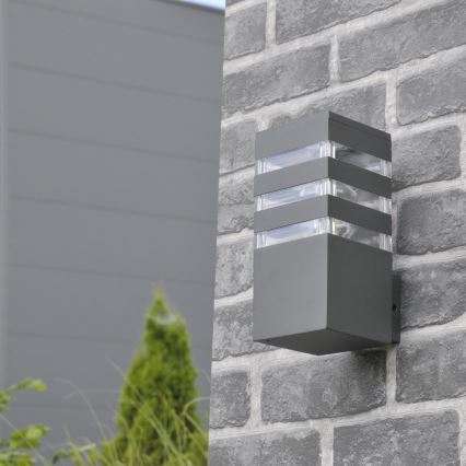 Aplique de parede exterior LED RGBW dimerizável TEKSAS 1xE27/12W/230V 2700-6500K Wi-Fi IP44 antracite