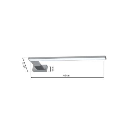 Aplique de parede LED para casa de banho SHINE LED/11W/230V 45 cm IP44 acabamento cromado brilhante