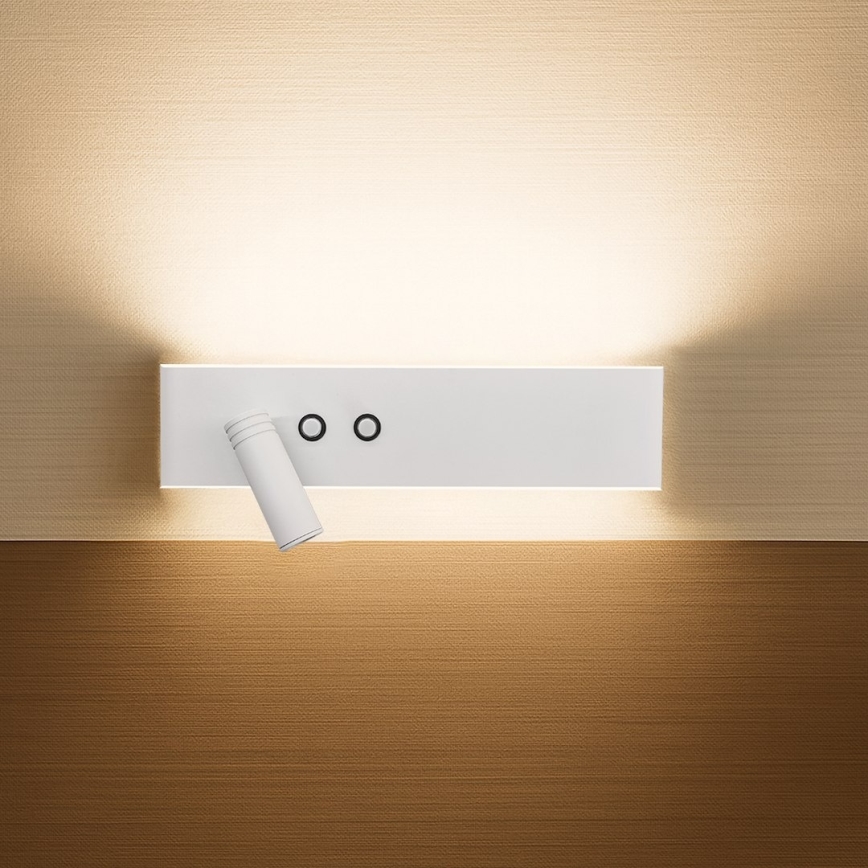 Aplique de parede LED RESORT 10W/230V + 3W LED, branco, esquerdo