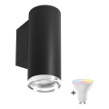 Aplique de parede LED RGBW regulável para casa de banho TURYN 1xGU10/6,5W/230V 2700-6500K Wi-Fi IP44 preto