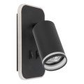 Aplique de parede LED spot PIPE 1xGU10/10W/230V + LED/6W preto