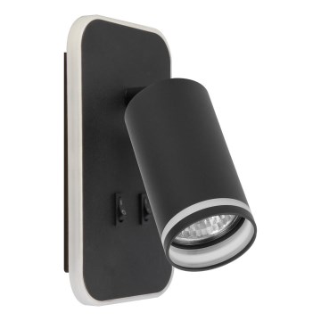 Aplique de parede LED spot PIPE 1xGU10/10W/230V + LED/6W preto