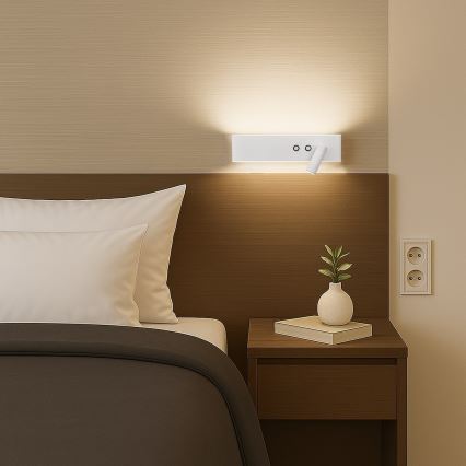 Aplique de parede orientável LED RESORT LED/10W/230V + LED/3W, branco, lado direito