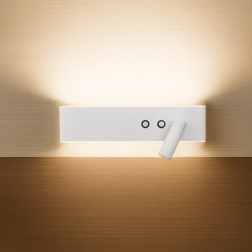 Aplique de parede orientável LED RESORT LED/10W/230V + LED/3W, branco, lado direito