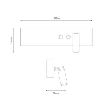 Aplique de parede orientável LED RESORT LED/10W/230V + LED/3W, branco, lado direito